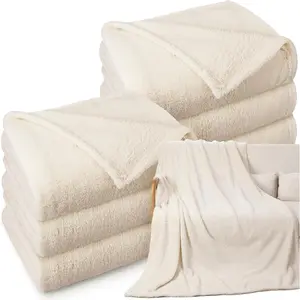 6 Pack Sherpa Fleece Throw Blanket Bulk 50 x 60 Soft Plush Couch Blankets for Women Wedding  Sofa Sleepover Party Supplies Guest Room Decor ()