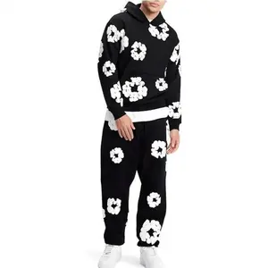 Hooded sportswear suitable for both men and women, 2-piece set for running, long sleeved hooded sweatshirt, sweatshirt+sweatpants set, cotton cotton loose jeans, denim ripped hooded sweatshirt, women's 2-piece set, women's streetwear, jogging shoes