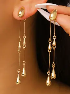 Water Drop Fringe Earrings, Slimming Effect, High-End Style, Versatile Ear Cuffs for Women, New Luxury Long Fringe Earrings, Daily Wear