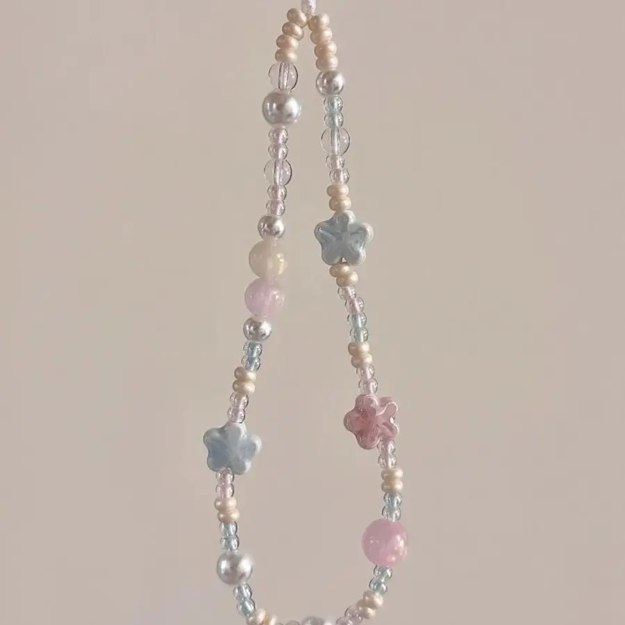 Instagram-style macaron flower phone lanyard, women's niche design ceramic flower CCD camera wrist strap anti-lost bracelet Phone Charm, Phone Accessories, Phone Chain, Phone Decoration