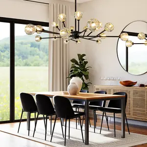 18-Light Modern Glam Gold Large Sputnik Cluster Crystal Globe Chandelier with Crystal Globe Shade