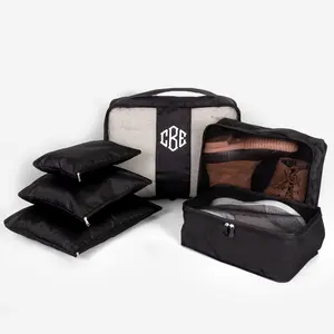 ML MARLEYLILLY 6-Piece Polyester Packing Bags Set for Travel with Zip Closure Travel Luggage Monogrammed & See-Through Cubes