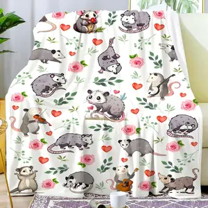 Opossum Blanket Gifts Stuff Possums Blankets and Throws Plush Soft Flannel Animal Possum Merch Cute Funny Opossum Gifts for Women Girls Boys Kids Teens Adults Room Decor