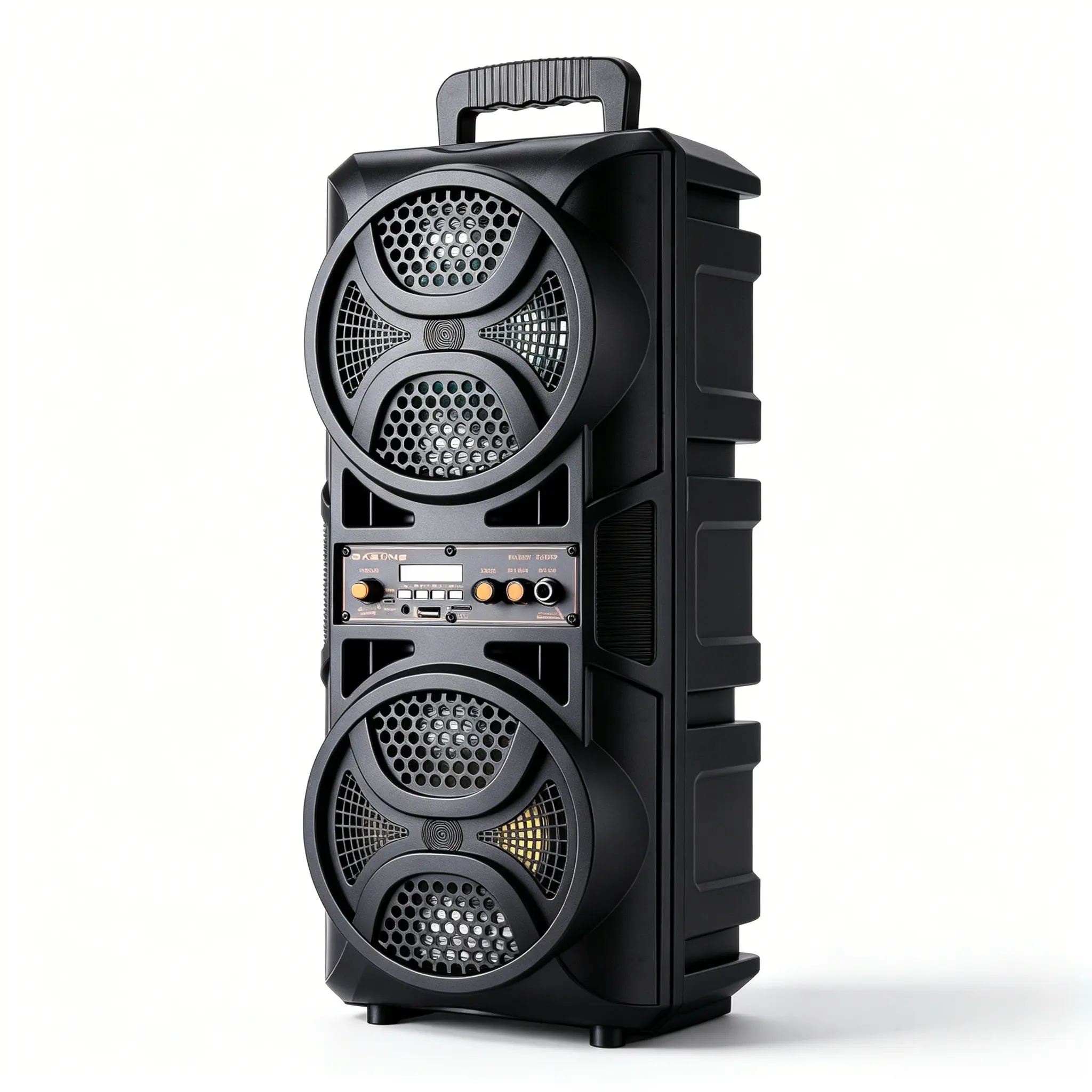 Dual 6.5" Portable Wireless Speaker with Wired Microphone, Rechargeable Bluetooth Party Sound Box with Remote Control, Vertical Karaoke Machine with LED Lights & FM Radio