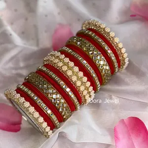 Bridal Chura Red Bridal Bangles - Elegant Indian Chura Set for Weddings and Special Occasions