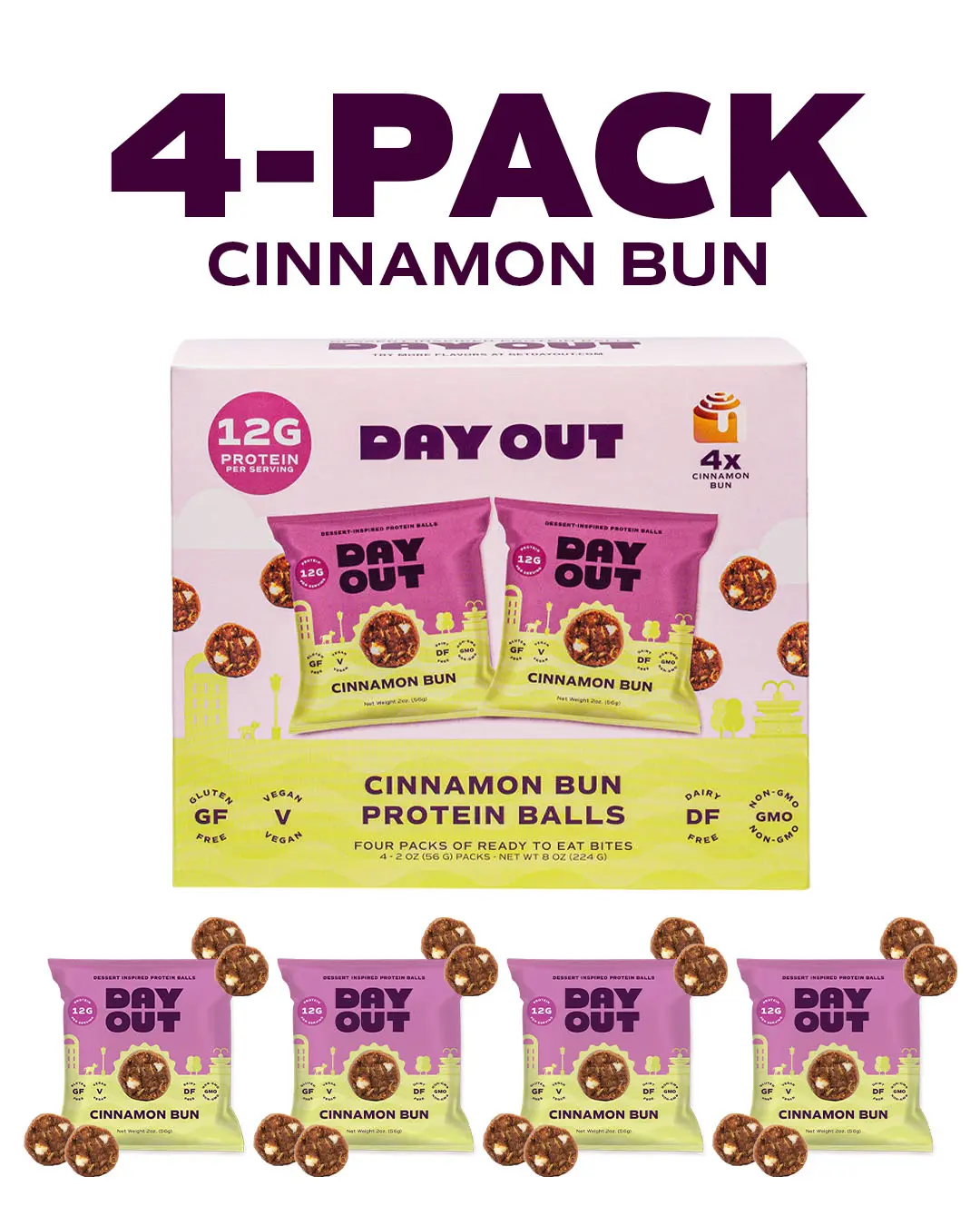 Day Out Cinnamon Bun Protein Balls Multipack - 12g Protein - 8oz