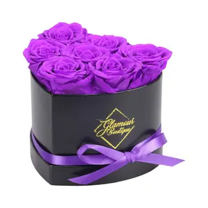 Immortal Love Black Heart | 7 Purple Roses Box Decor