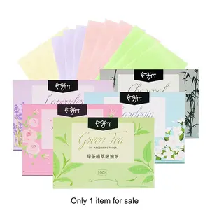 100 Sheets Facial Oil Blotting Paper, Summer Oil Control Towels, Portable Tea Scented Bamboo Charcoal Absorbent Face Papers for Men & Women, Cosmetics Makeup Tool