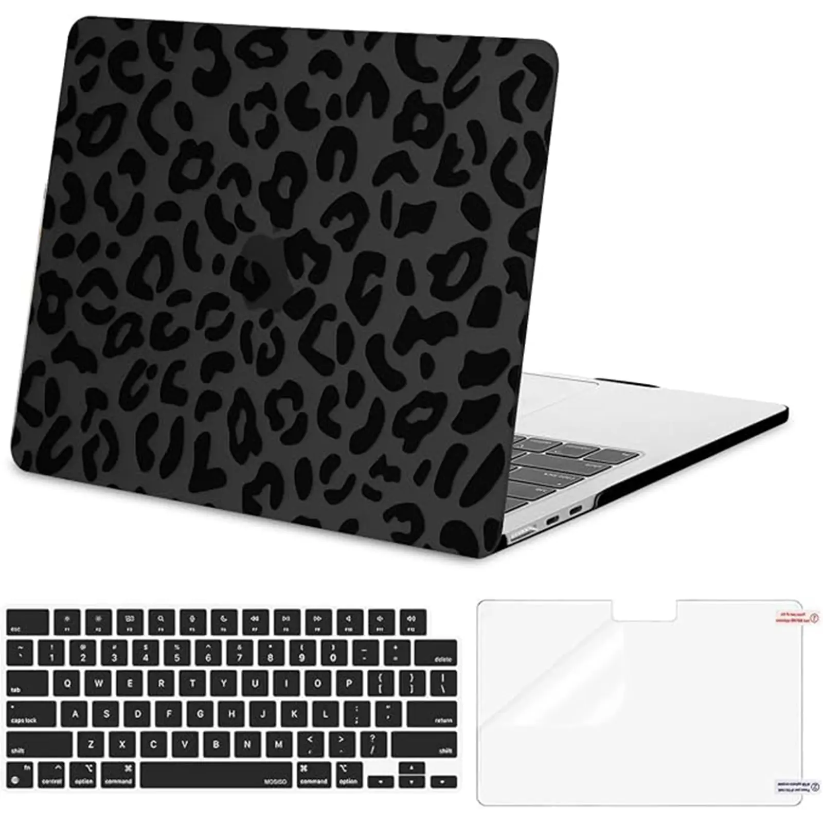MOSISO Leopard Case Compatible with MacBook Air 13.6 Inch M5 M4 M3 M2 2026-2022, Leopard Grain Hard Shell Laptop Cover with Keyboard Cover and Screen Protector, Slim Protective Case for Students and Professionals, A3449 A3240 A3113 A2681