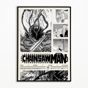 Chainsaw Man Poster,  Retro Manga Poster for Wall Decor, Gift for Anime Fan, Aki Power Makima, No Frame, Free Shipping