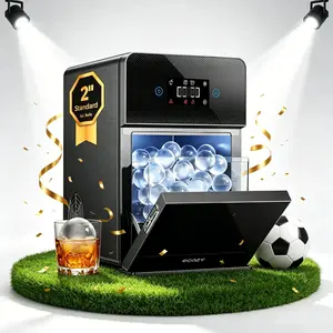 ecozy 2" Clear Ice Ball Maker Countertop, Clear Sphere Ice Maker Machine with CrystalFlux Technology, 4 pcs in 40 Mins, 144 pcs/Day, Enhanced Insulation Round Ice Maker, Auto Water Supply, Self-Cleaning Circle Ice Maker for Whiskey, Bourbon, Every Games
