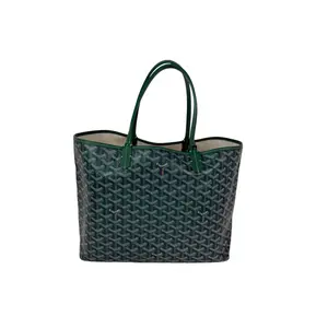 Pre-owned Goyard canvas Tote Bags Saint Louis PM Goyardine Green Tote with Pouch