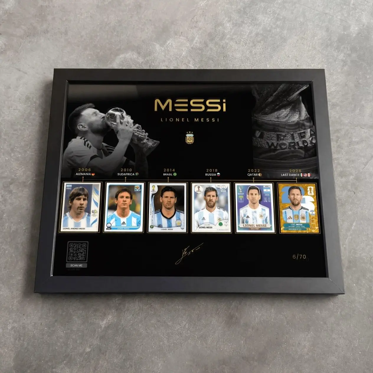 Lionel Messi Collage Photos Poster, Football Autograph Prints, Soccer Wall Art Gift