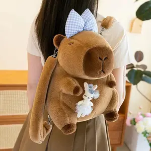 35cm Kawaii Capybara Plush Backpack Kawaii Fashion Plushie Doll Shoulder Bag Mini Knapsack Bags Gifts For Girlfriend