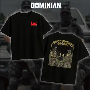 DOMINIAN Heckler & Koch Good Friends T-Shirt/Hoodie, Unisex Short Sleeve, 100% Cotton Casual Menswear, Gun Shirt Tactical Gear, Graphic Good Shirt, Made In USA.