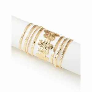 Cider 8 PCS TWISTED & TEXTURED & FLORAL BRACELET SET