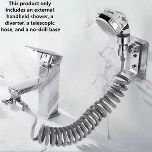 1 Set Sink Faucet Extender Shower Head with Hose, 3-Speed Water Stop Handheld Shower, for Pet Bathing & Home Hair Washing, Retractable Anti-Splash Faucet Extension for Bathroom Toilet Sink, Ideal for Halloween & Christmas Gifts