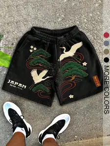 Men's Graphic Shorts, Street Style, Casual Knee-Length, Drawstring Waist, All Seasons, Comfortable and Versatile