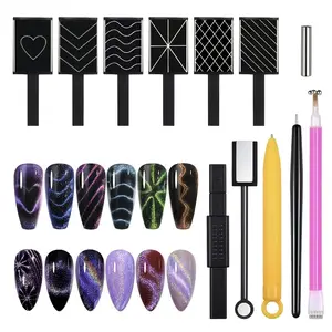 3D Cat Eye Gel Nail Polish Magnet Tool, 12 Pieces Cat Eye Nail Magnets, Double Head Nail Magnets, Multi-Function Magnet Set for Manicure DIY, for Nail Art Tools, Nail Art Accessories, Home Nail Art