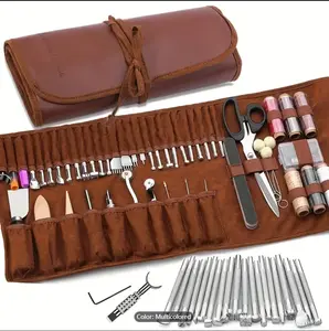 Leather Craft Tools Leather Working Tools Kit With Storage Bag Leather Carving Tools Leather Craft Making For Cutting Punching Sewing Carving Stamping Leather Tooling Kit
