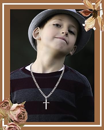 925 Sterling Silver Crucifix Necklace for Men Women, 2mm Sterling Silver Rolo Chain with Small or Large Crucifix Pendant, Jesus Crucifix Cross Necklace 16-24 Inches Christian Religious Jewelry Gifts