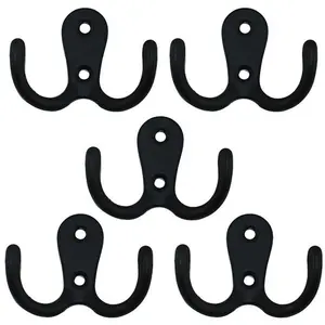 10 Pieces, Coat Hook Wall-mounted, Heavy-duty Metal Double Hook With 20 Screws, Wall Single Hook Hanging Robes, Towels, Keys, Jackets, Clothes, Hats, Etc