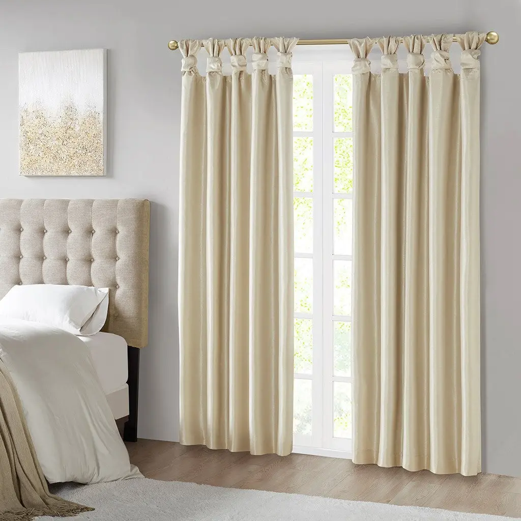 Heavyweight Twist Tab Total Blackout Curtain Panel - Single Panel, DIY Twisted Tab Top Finish, Thermal Energy-Efficient Light-Blocking Drapery, Machine-Washable for Living Rooms, Bedrooms