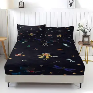 The "Coraline" patterned fitted sheet, Decorative Bedsheet Sets, including 1 bed sheet and 2 pillowcases, anti slip dust cover suitable for bedrooms and guest rooms, suitable for personal use or gift giving