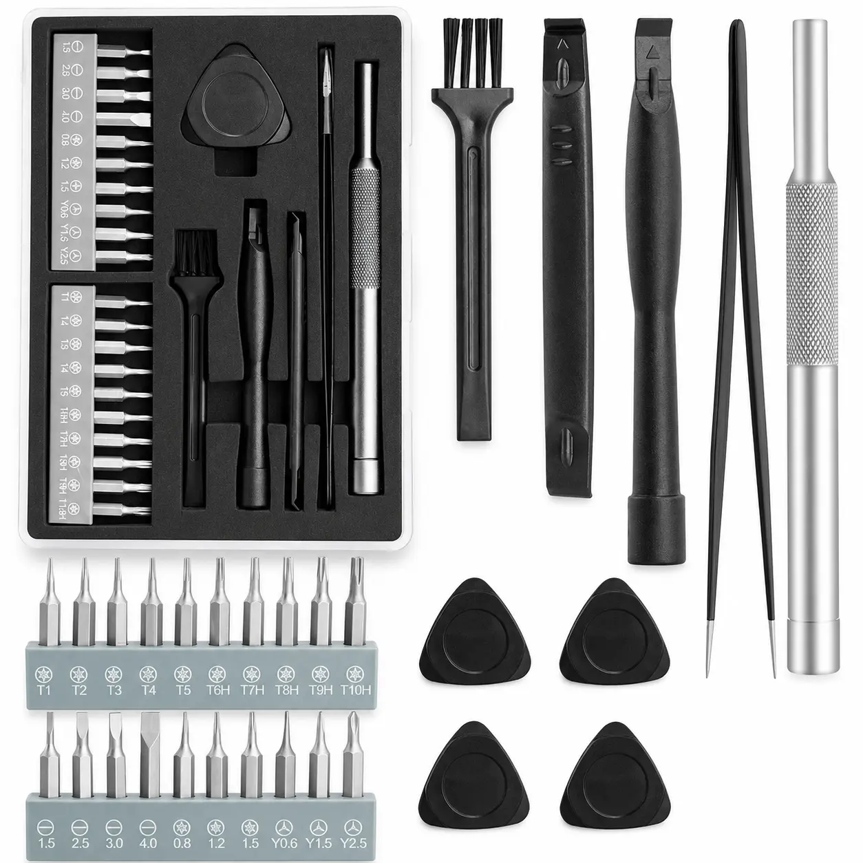 29-in-1 Precision Electronics Repair Tool Kit with Chrome Vanadium Screwdriver Bits, Tweezers & Brush for Phone, Laptop, Tablet, PC, Smartwatch & Small Device Repair