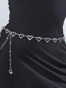 Women's Elegant Rhinestone Decorated Adjustable Waist Chain, Fashionable Heart Shaped Body Jewelry for Party, Daily Clothing Decor, Trendy All-match & Exquisite Jewelry for Birthday Gift