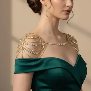New Bride Wedding Tassel Shoulder Chain Fashion Prom Performance Rhinestone Body Chain for Elegant Outfits