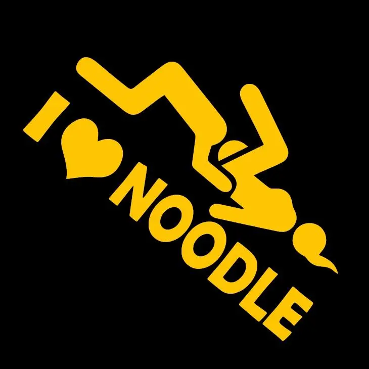 I Love Noodle Chicks JDM Asian Vinyl Decal Sticker UV & Waterproof Bumper Window Laptop Automotive Water Bottle Gift accessories – YELLOW 7"