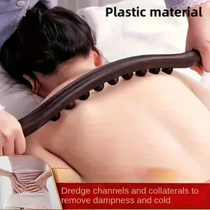 1pc Versatile Meridian Rolling Massage Stick, Plastic Material, for Neck, Lower Back and Abdomen Massage - 19 Beads Professional Body Massager, Fragrance-Free, Manual Operation, No Batteries, Full Body Health Tool