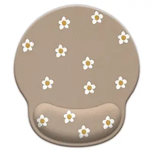 Bohemian Style Wrist Rest Mouse Pad, Cute Flower Pattern, Ergonomic Design, Suitable for Desktop Computers, Office, Gaming, Home, School, Non Slip Mousepad