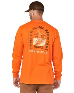 Hawx Men's Fr Work American Long Sleeve Graphic T-Shirt - Hxfrfa24k26-Or
