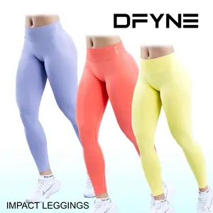 DFYNE Impact Leggings - Butt-Lifting High-Waisted Seamless for Snatched Look Gym Shorts Women's Activewear Nylon Material All Seasons Fitness Pants Breathable Athletic Bottoms