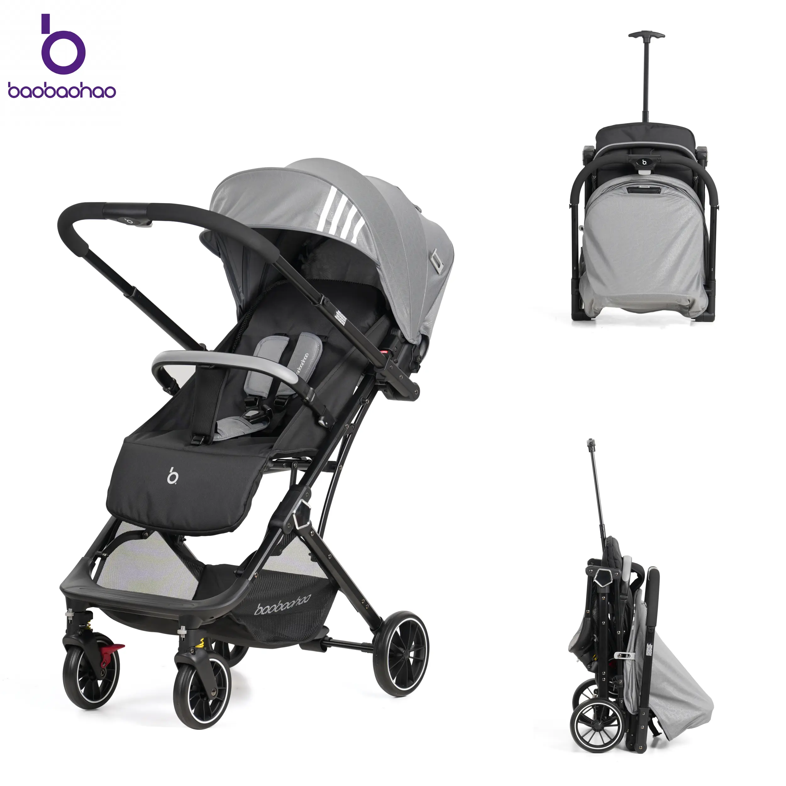 Baobaohao Y8 Unisex Eco-Friendly Baby Travel Stroller - Reversible 2-Way Design, 1-Hand-Fold, Panoramic View, 4-Wheel Shock Absorption, EVA & Polyester Materials, Plain Windproof Fabric, Storage Organization, Newborn-Suitable, Lightweight Stroller, Multif