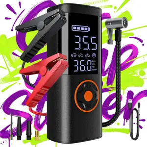 4-in-1 Car Jump Starter with Air Compressor, Tire Inflator, Portable Power Bank, Battery Booster Pack, LED Emergency SOS Light – All-in-One Roadside Kit for Dead Battery & Flat Tire,FathersDayGift