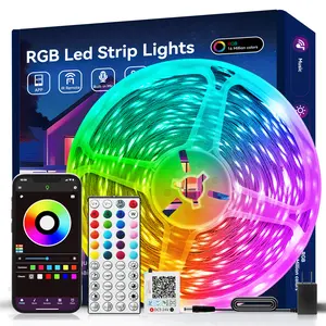 RGB LED Strip Lights 100FT 50FT Color Changing with 44Keys Remote Controller Power Supply for Bedroom Multifunctional Lighting Options Easy Installation