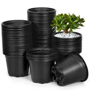 120 Pack 4 Inch Nursery Pots for Plants, Plastic Seeds Starter Pots with Drainage Holes, Small Plastic Plant Pots for Succulents Seedling Cutting Transplanting