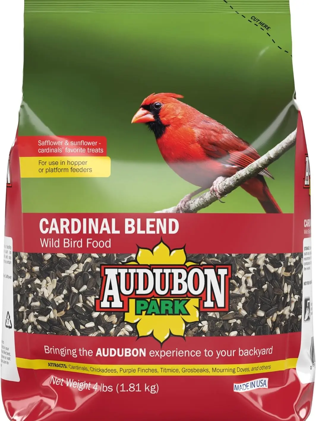 Audubon Park 4-Lb Cardinal Blend Wild Bird Food - Nutritious Bird Seed for Outdoor Feeders