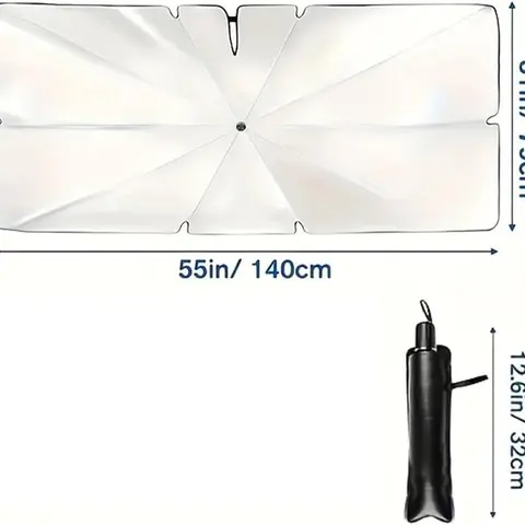 Foldable Car Windshield Cover - Reflective Windshield Sun Shade, Front Window Sun Protection, Auto Exterior Daily Accessory