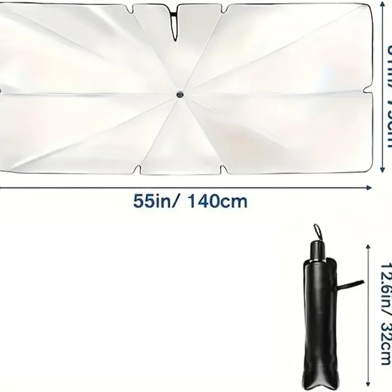Foldable Car Windshield Cover - Reflective Windshield Sun Shade, Front Window Sun Protection, Auto Exterior Daily Accessory