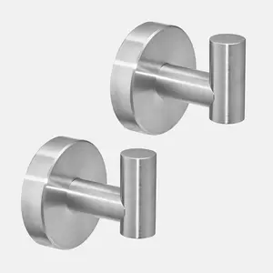 2 Pack Brushed Nickel Towel Hook Stainless Steel Bathroom Rustproof Clothes Towel Robe Hook Wall Mounted for Bathroom