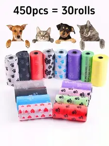 Dog Poop Bag, Waste Bag with Paw Prints, Pet Supplies,Leak Proof and Tear Resistant, Thick Plastic-30 Pack, Dog Poop Bags Extra Thick and Strong Leak Proof Poop Bags for Dogs(Multicolor) Unscented Waste Bag