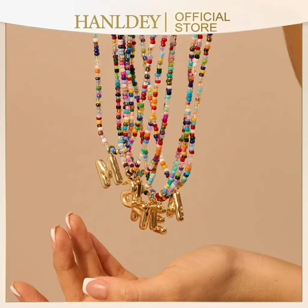 Colorful Beaded Initial Necklaces for Girls Gifts - Cute Initial Necklaces for Teen Girl Women Trendy Letter Necklace Jewelry for Girls Kids Personalized Birthday Back to School Gifts