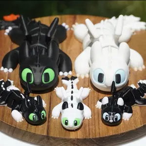 Light and Night Dragons                          3D Printed Articulated HTTYD Toothless Light Fury-like Decor Figurines Fan Art Ornaments
