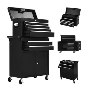 【GARVEE】24" Tool Chest,Tool Storage Removable Tool Box Combo ,Rolling Tool Chest with 8 Drawers & Detachable Top Tool Box,Tool Cabinet with Lockable Wheels and Liner,Toolbox for Garage and Workshop