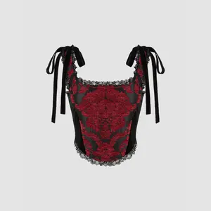 Women's Floral Lace Knotted Cami Top, Scoop Neckline, Size 2-26