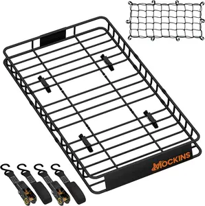 Mockins Rooftop Cargo Carrier Basket - Adjusts from 35-50"L x 36"W x 4"H | 250 lbs. Capacity Cargo Basket + Exterior Automotive Accessories.